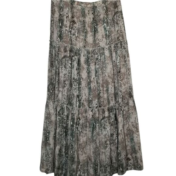 Chico's Midi Camo Calf‎ Boho Tiered Ruffle Skirt - Picture 2 of 13